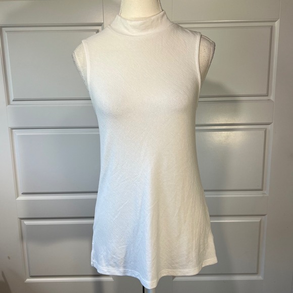 Banana Republic LuxeSpun White Sleeveless Mock Neck Tank Top‎ - Size S - Picture 1 of 7